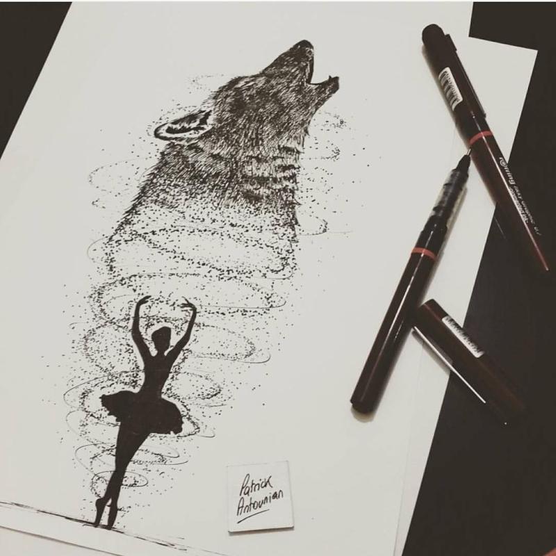 Миниатюры черной ручкой