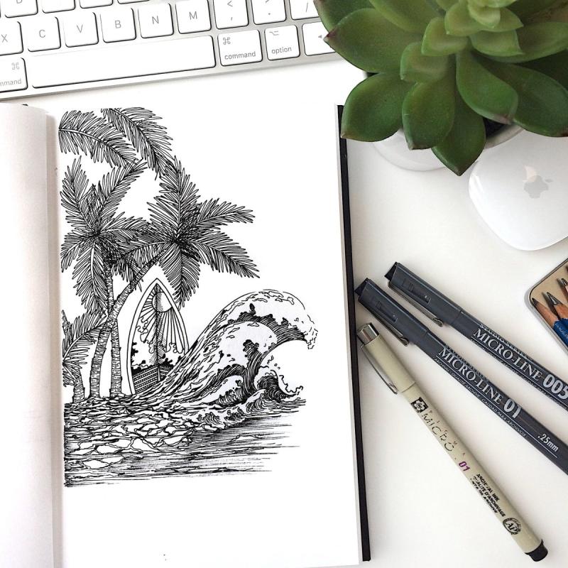 Скетчинг гелевой ручкой