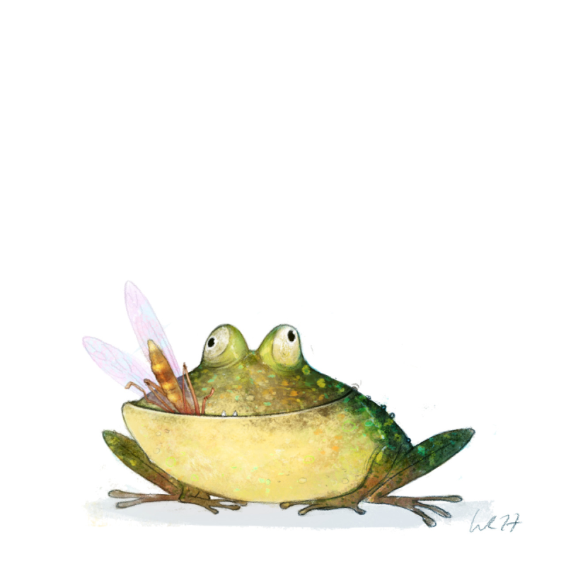 Смешная лягушка акварель