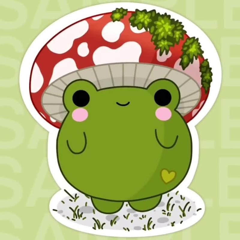 Лягушка с мухомором на голове