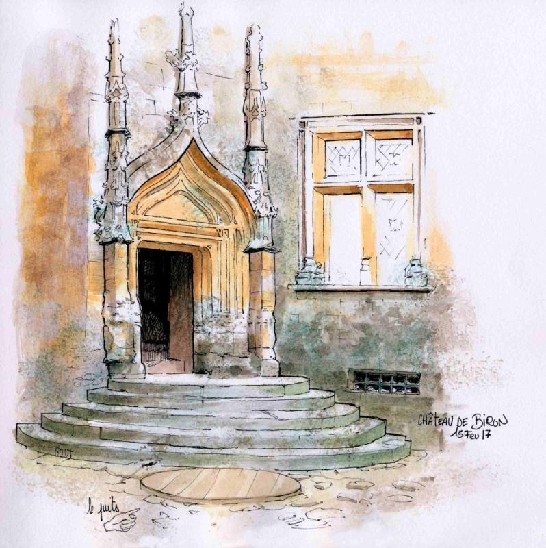 Лестница рисунок акварель