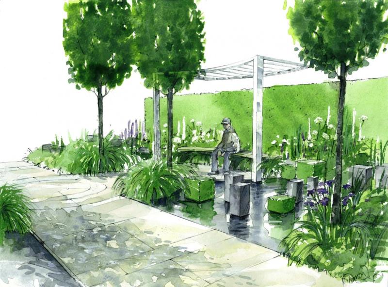 Сквер акварелью