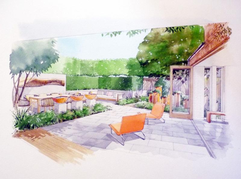 Скетч акварелью ландшафт