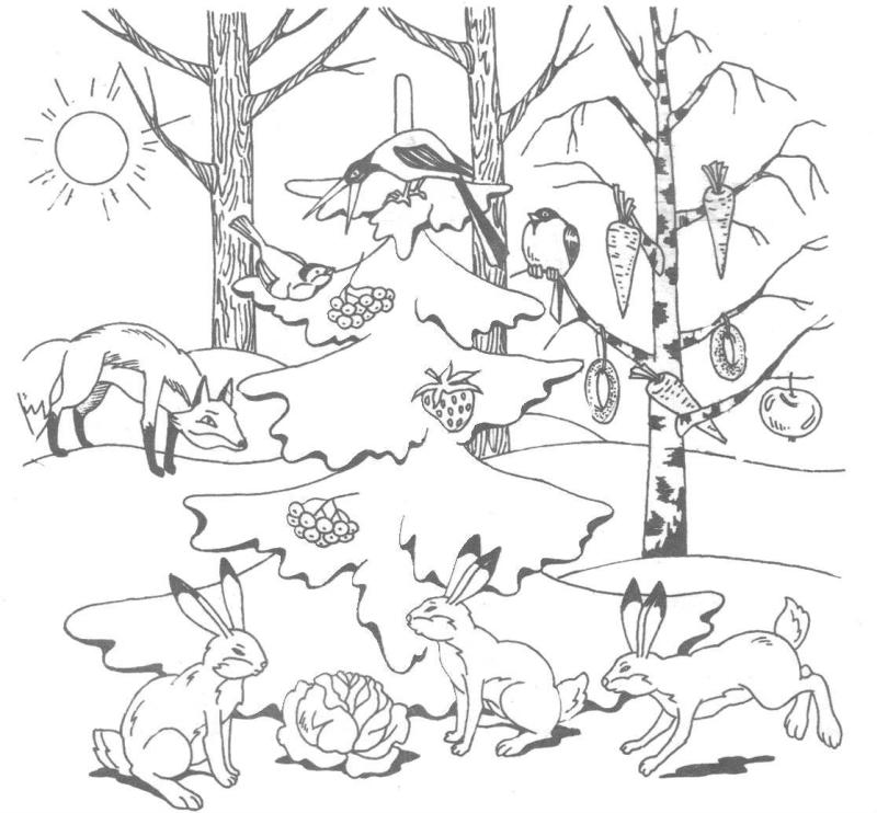 Звери в зимнем лесу