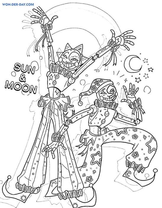 Разукрашки АНИМАТРОНИКИ солнце и Луна