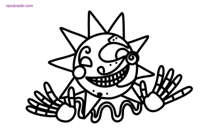 Солнце из ФНАФ раскраска