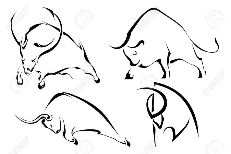 Бык стилизация линией