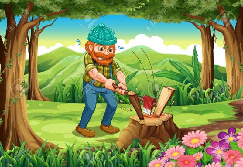 Мультяшный лес лесоруба