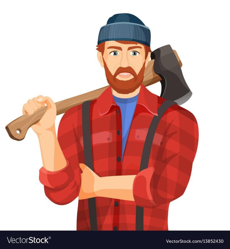 Дровосек на белом фоне