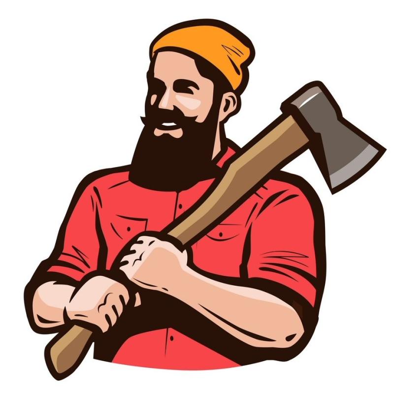 Бородатый накачанный дровосек