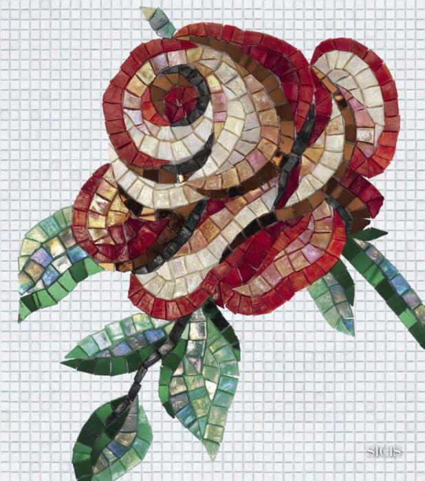 Цветок в технике мозаика