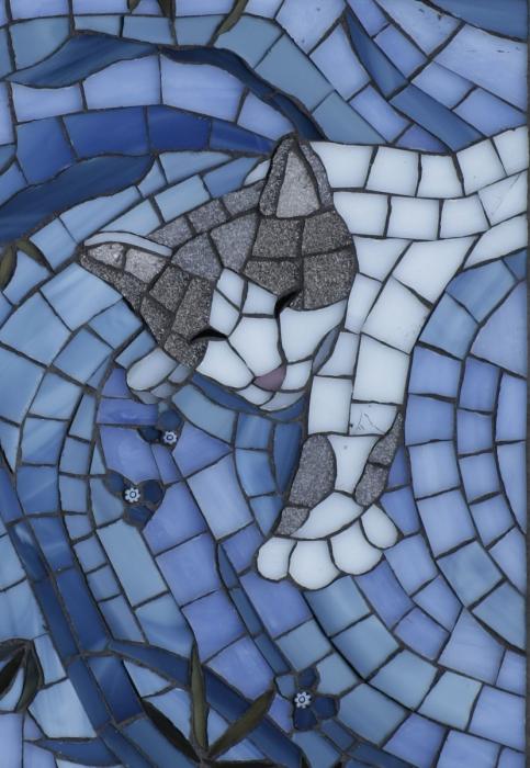 Стеклянная мозайка кошка