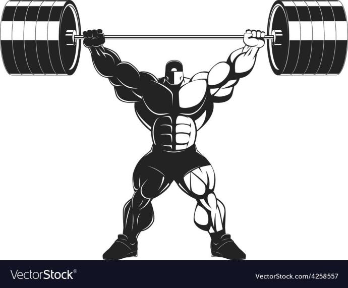 Силач с штангой силуэт