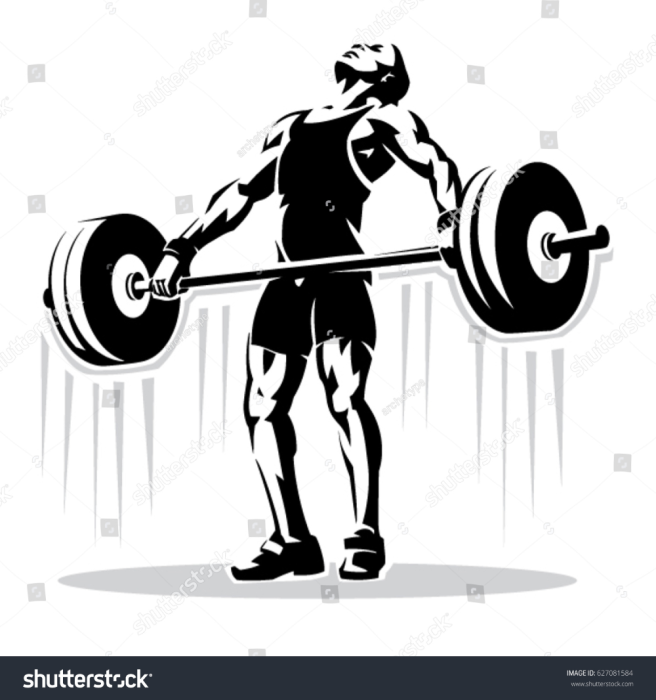 Силуэт спортсмена со штангой