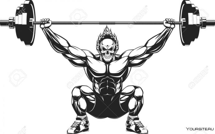 Скелет со штангой