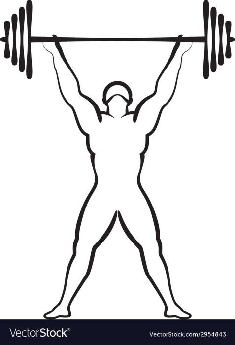 Силуэт спортсмена со штангой
