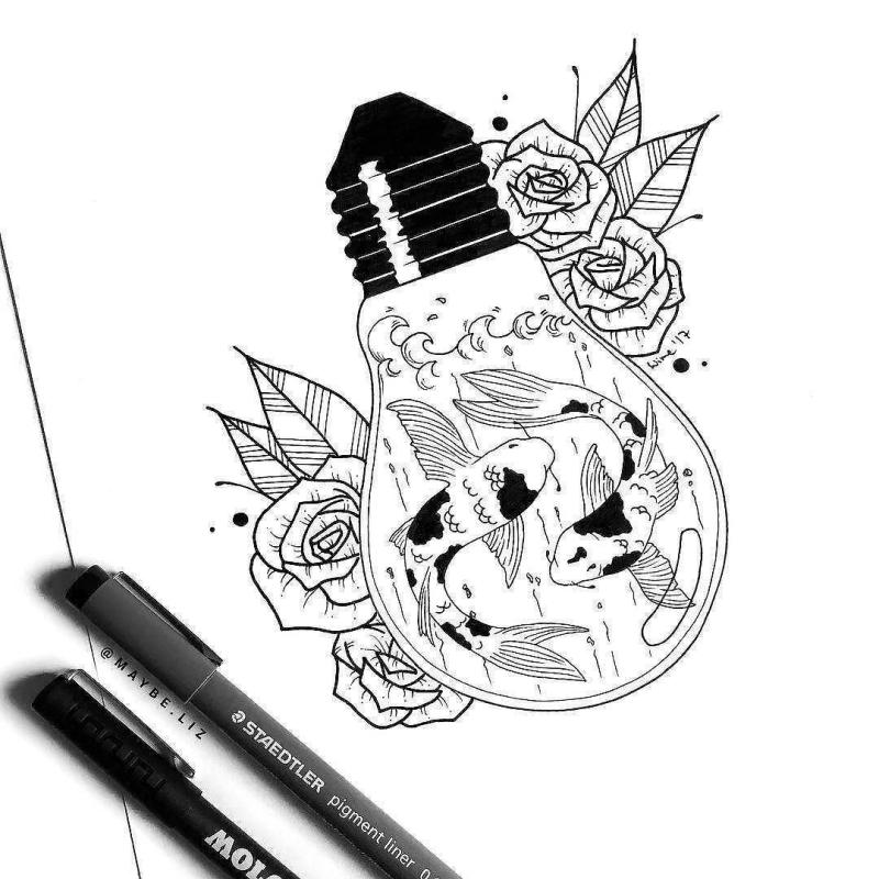 Тату эскизы черно белые для девушек