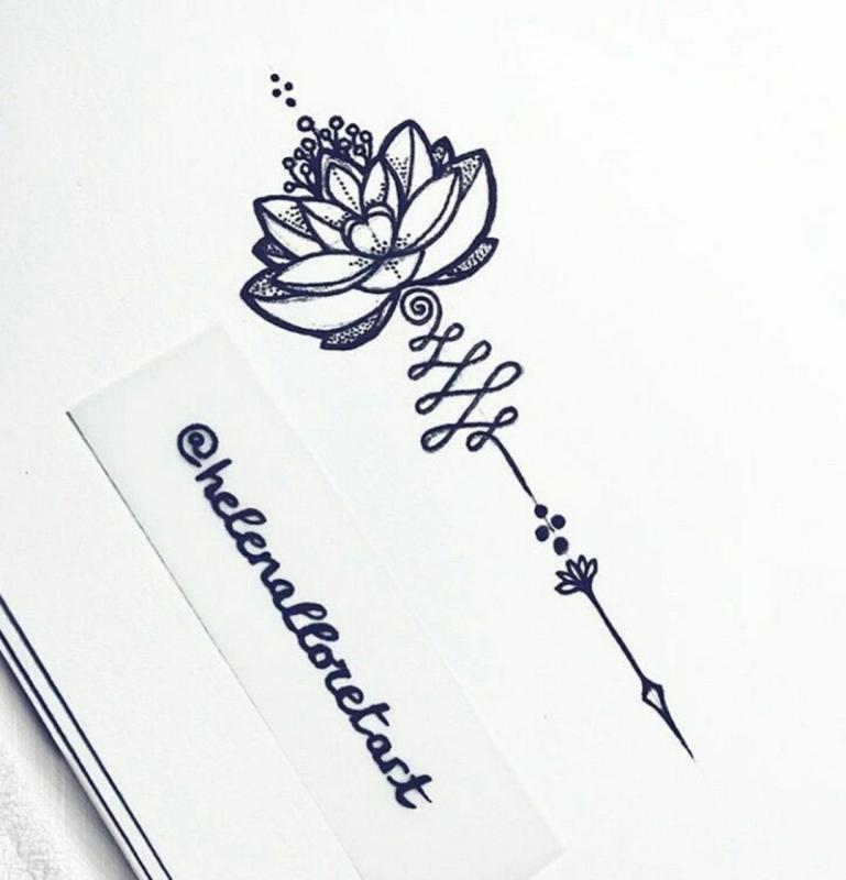 Цветок с надписью тату эскиз