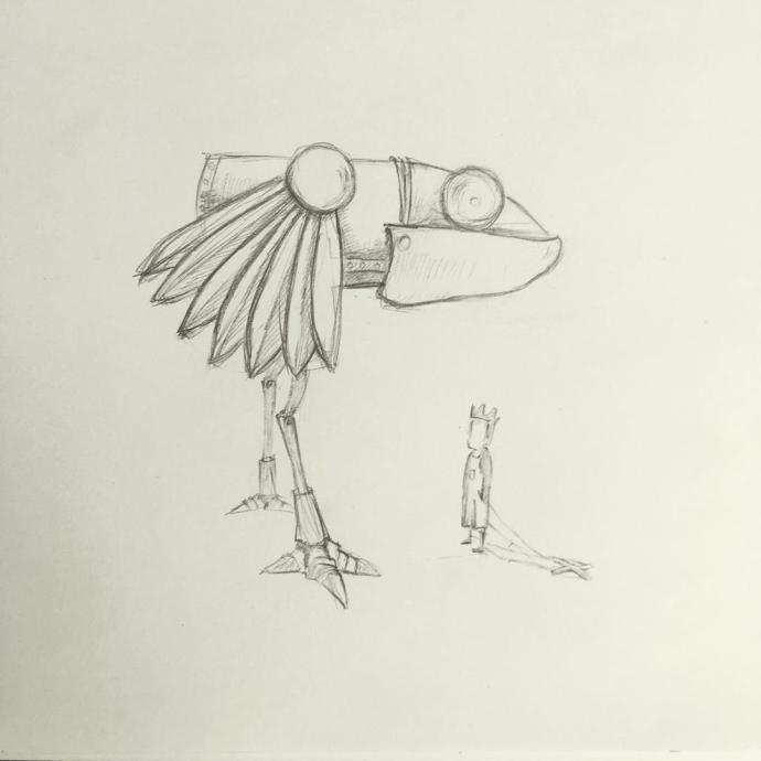 Птица робот рисунок