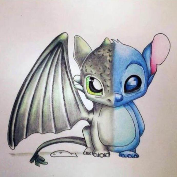 Дракон Беззубик и Стич