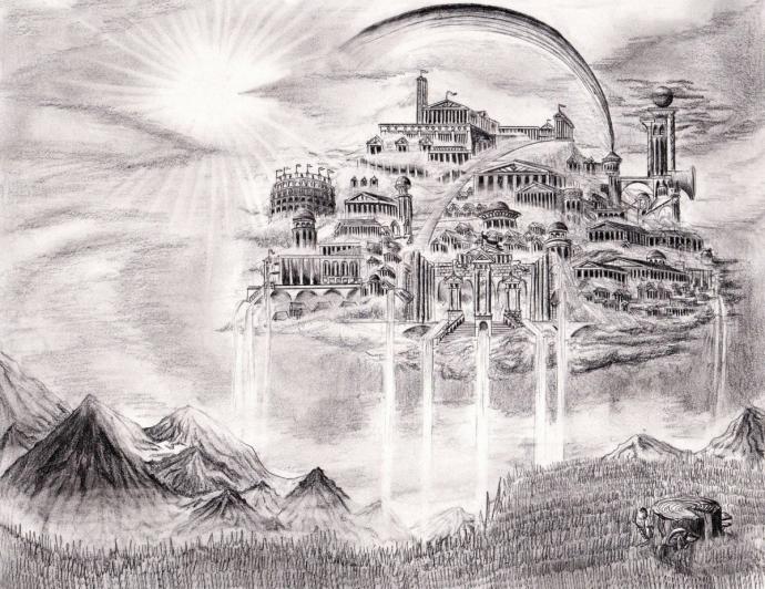 Фантастический пейзаж в графике