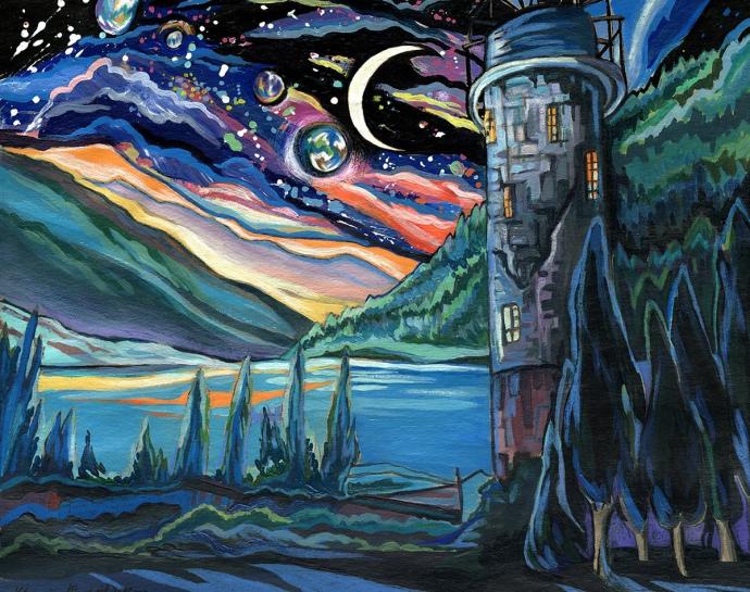 Фантастические пейзажи гуашью