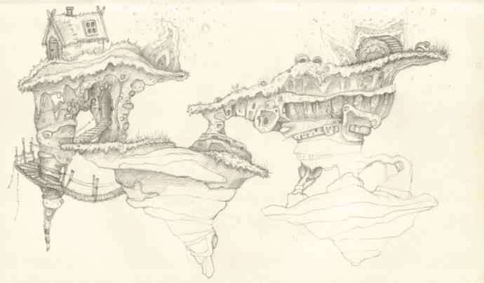 Летающий остров карандашом