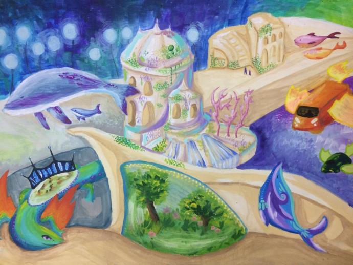 Город будущего рисунок для детей