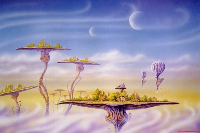 Фантастический пейзаж карандашом