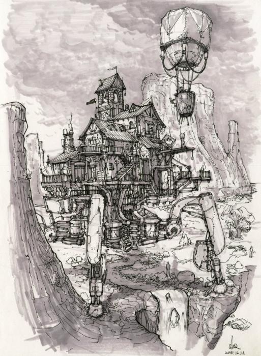 Фантастический город в графике