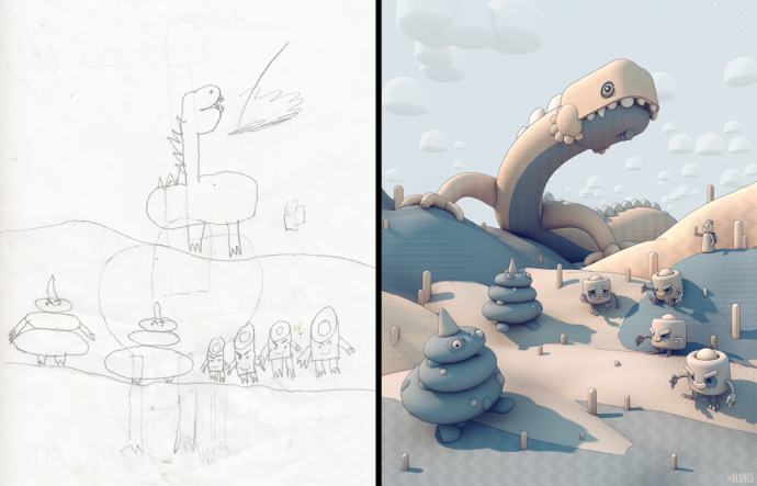 Рисунок фантазия и реальность легкий