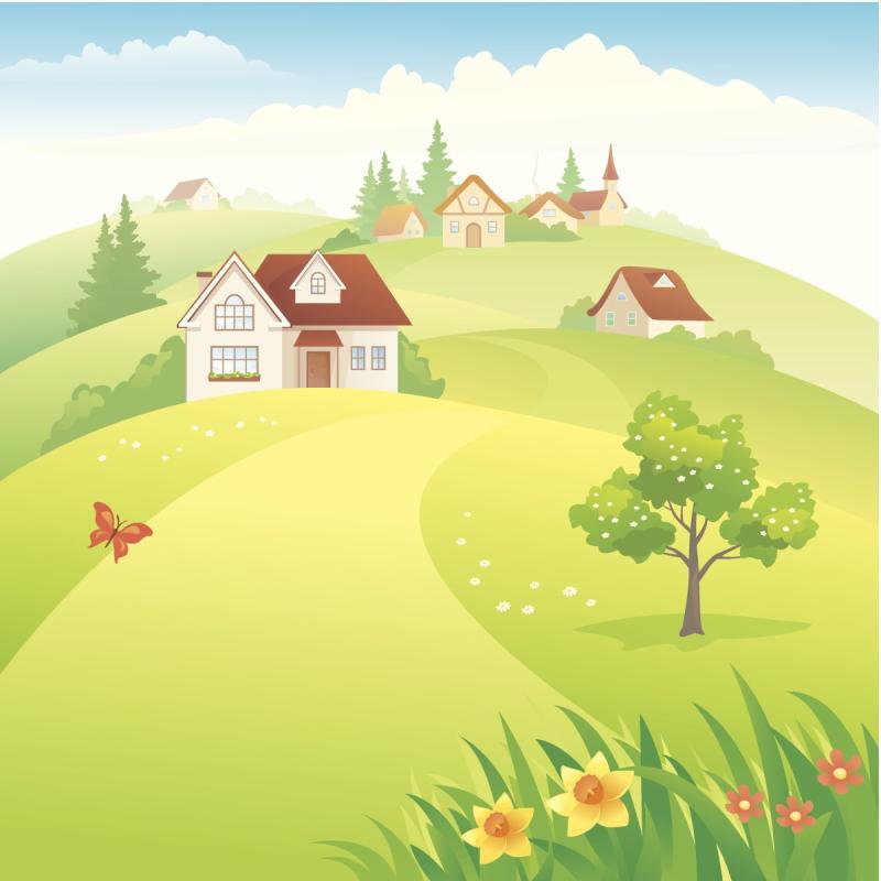 Домик в поле мультяшный