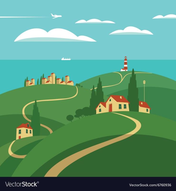 Иллюстрация дорога с холмами