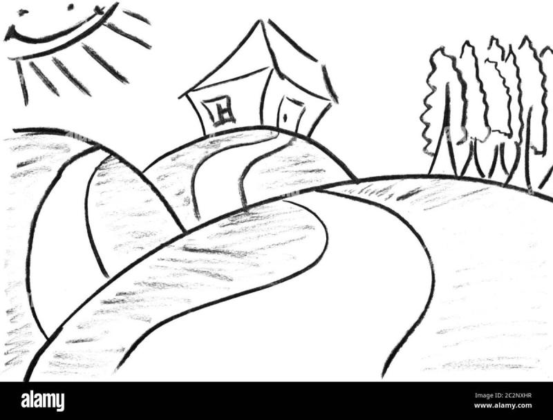 Домик на Холме карандашом