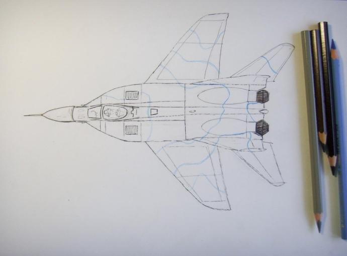 Истребитель рисунок карандашом