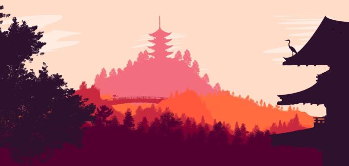 Векторные пейзажи в японском стиле