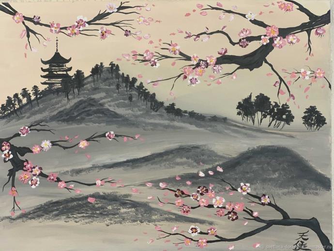 Китайская живопись гора Фудзи