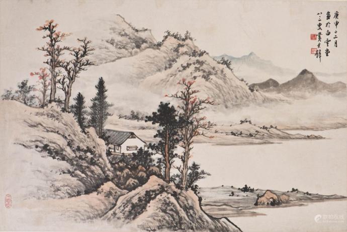 Япония пагода акварель