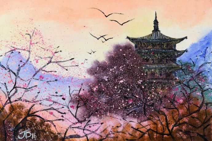 Храм Хигаси Хонгандзи Япония рисунок