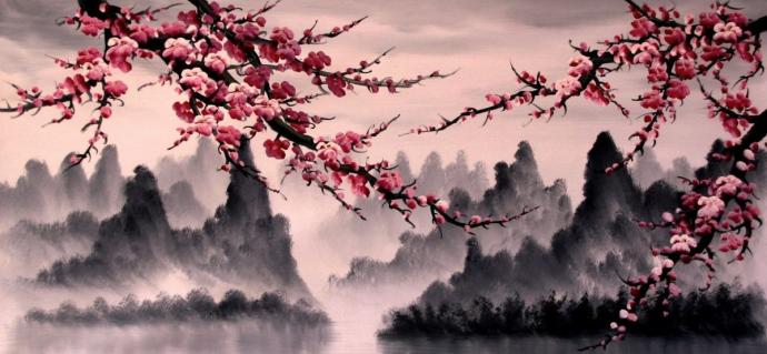 Японская традиционная живопись гора Фудзи