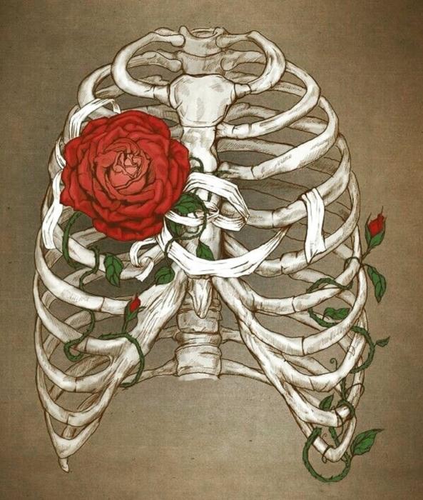 Грудная клетка с цветами