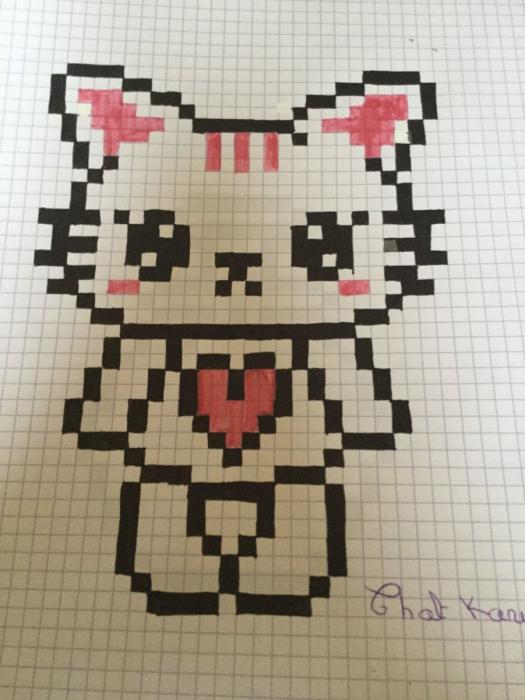 Кавайные рисунки по клеточкам