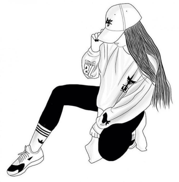 Черно белые рисунки девушек для срисовки