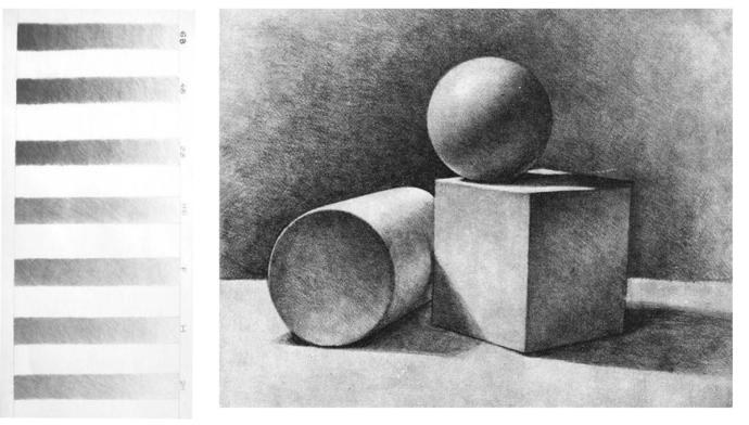 Академический рисунок геометрические фигуры тени