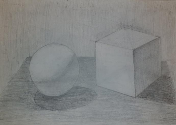 Натюрморт карандашом куб
