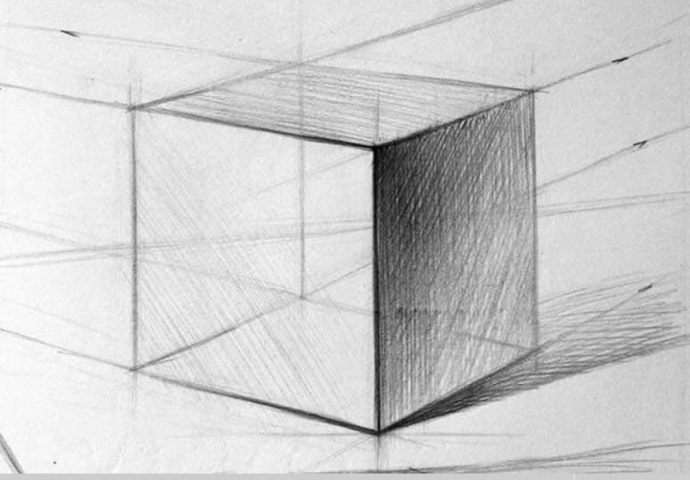 Куб в перспективе и сбоку