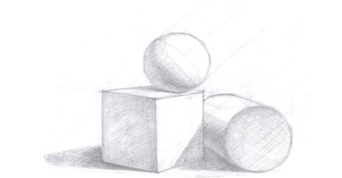 Объемные фигуры карандашом