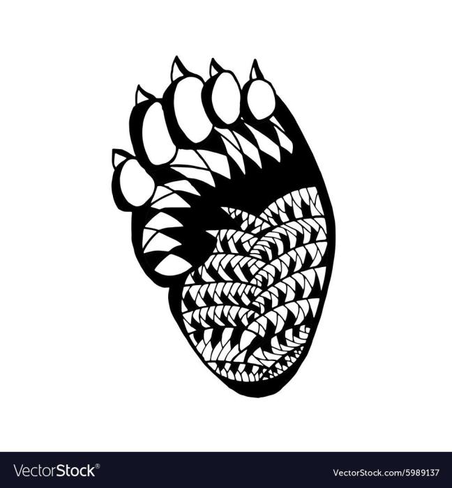 Отпечаток лапы медведя чернила