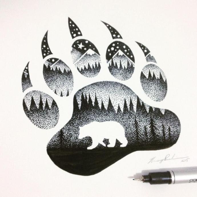 Медвежья лапа тату эскизы