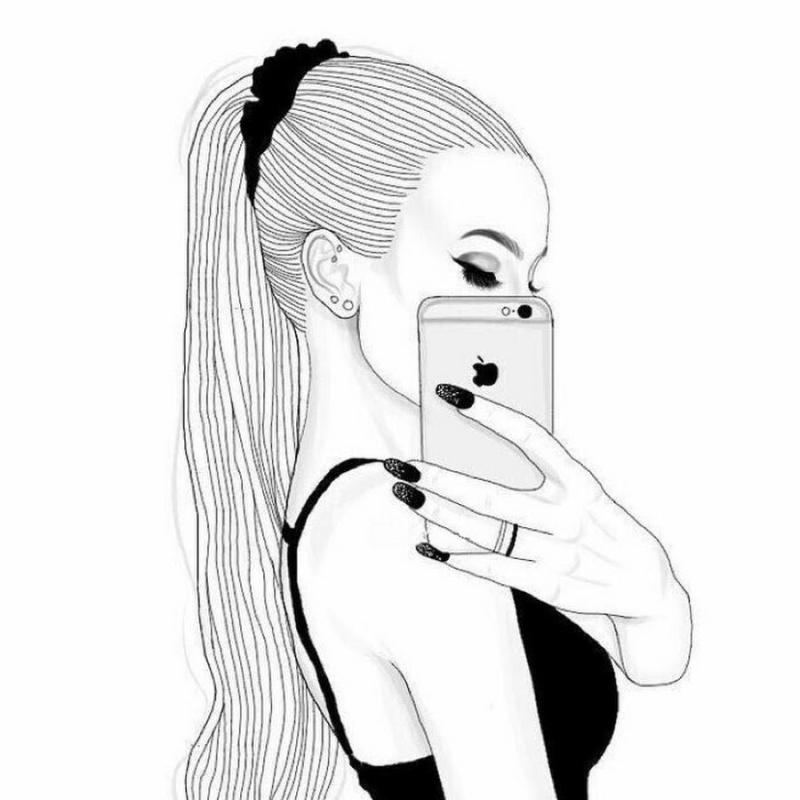 Раскраска девушка с айфоном